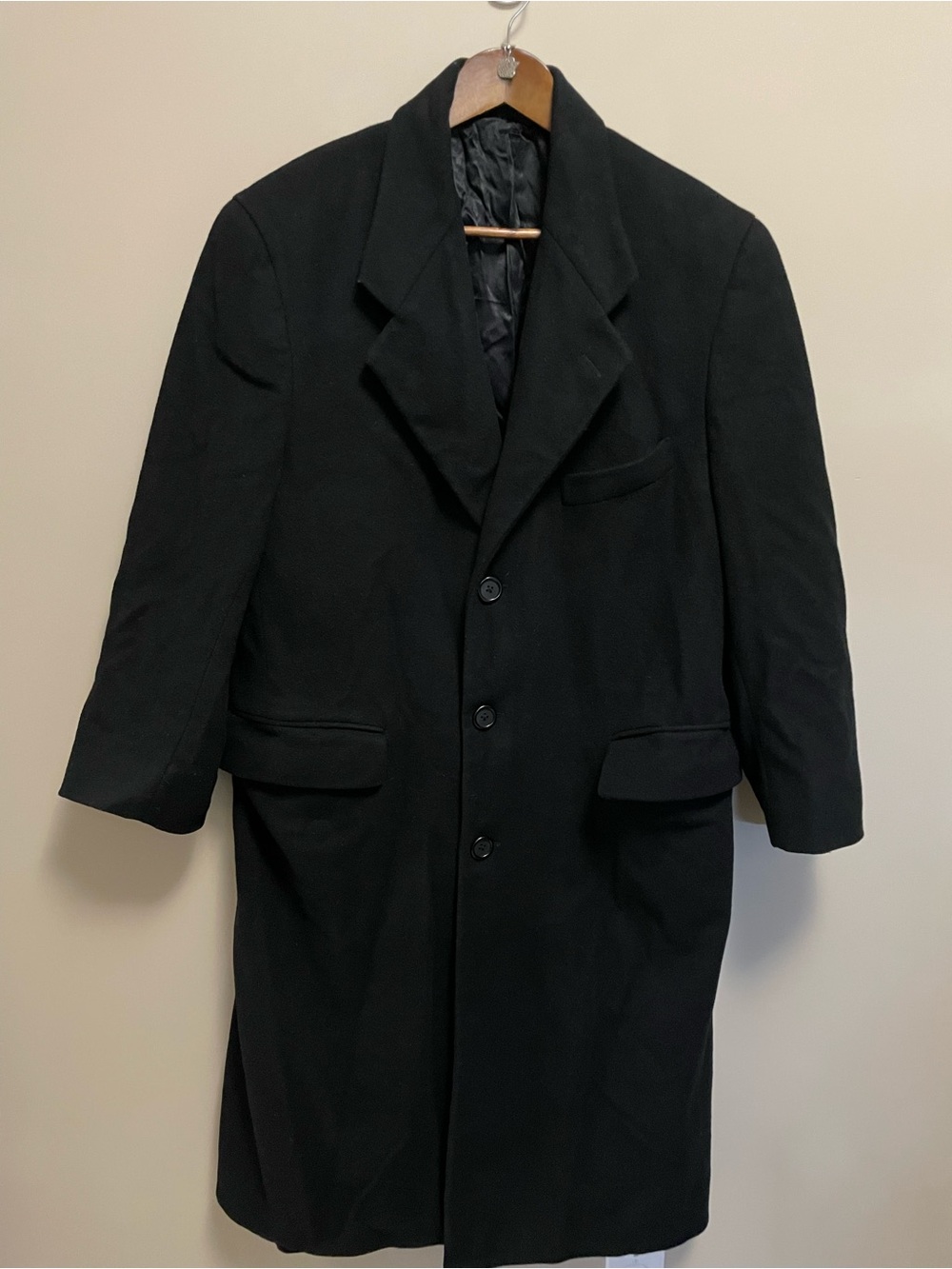 Harry Rosen Black Wool Single Breasted JR Classic Overcoat Men’s 38S